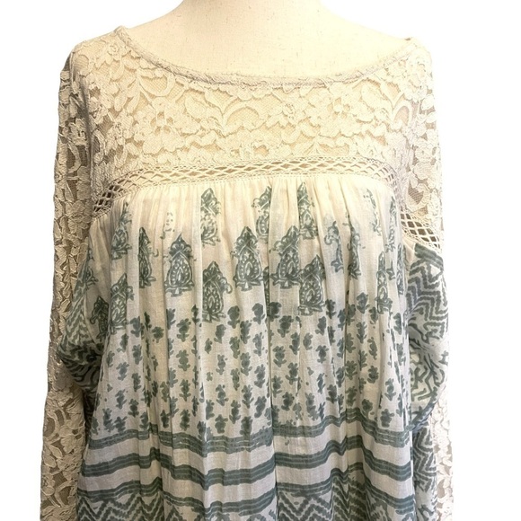 NEW Free People Sun Daze Shift Dress Crochet Detail 3/4 Sleeve Boho 100% Cotton - Picture 3 of 9